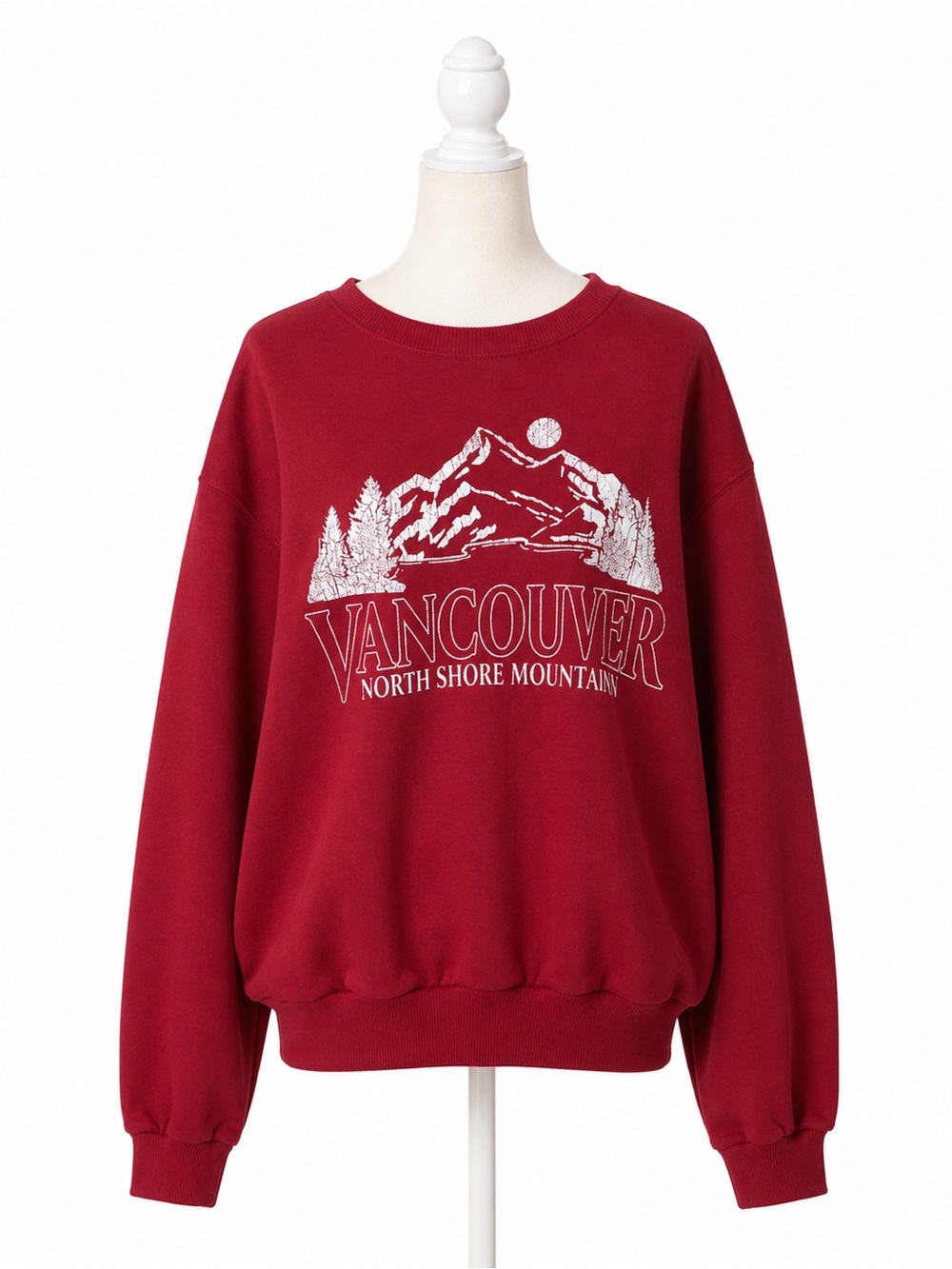 Hollister Vancouver North Shore Mountains Graphic Crewneck Sweatshirt Red Size S